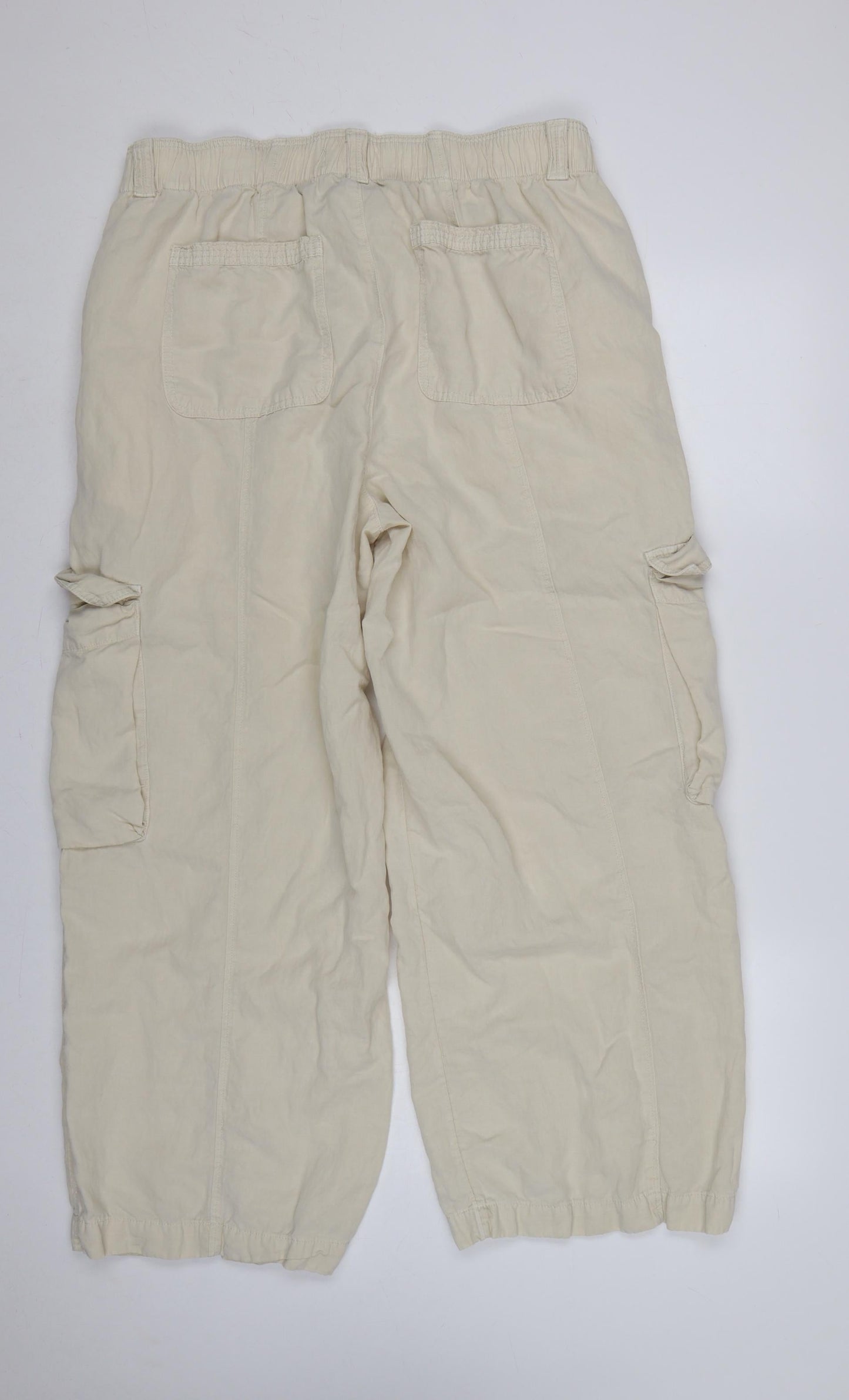 Marks and Spencer Women Ivory UK 18 Linen Lyocell Cargo Trousers