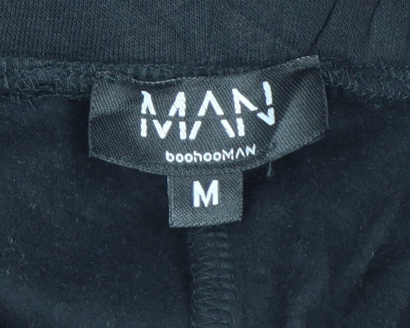 boohooMAN Men's Black M Sweat Shorts Drawstring Embroidered Pockets