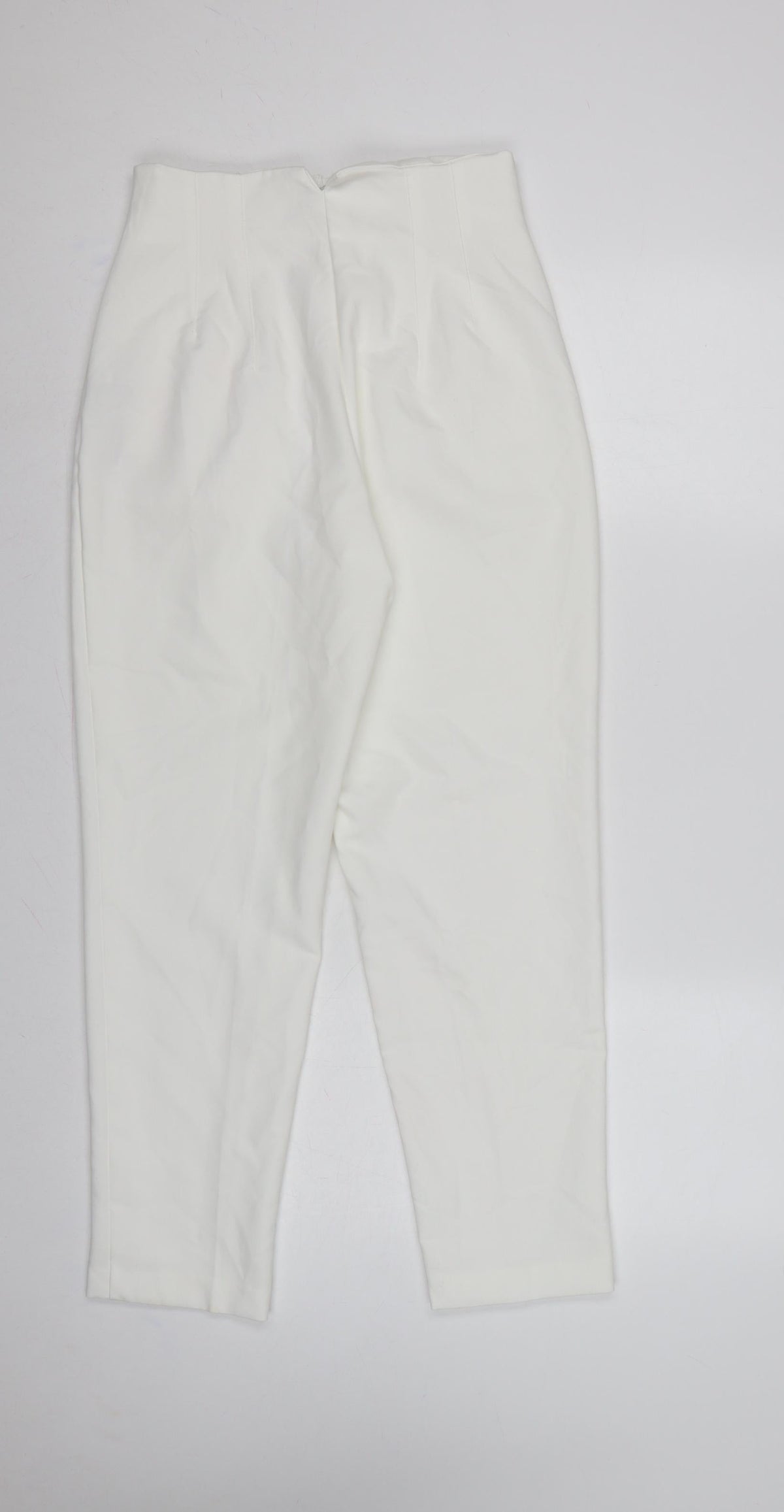 Zara Women White Size S High Rise Tapered Dress Trousers