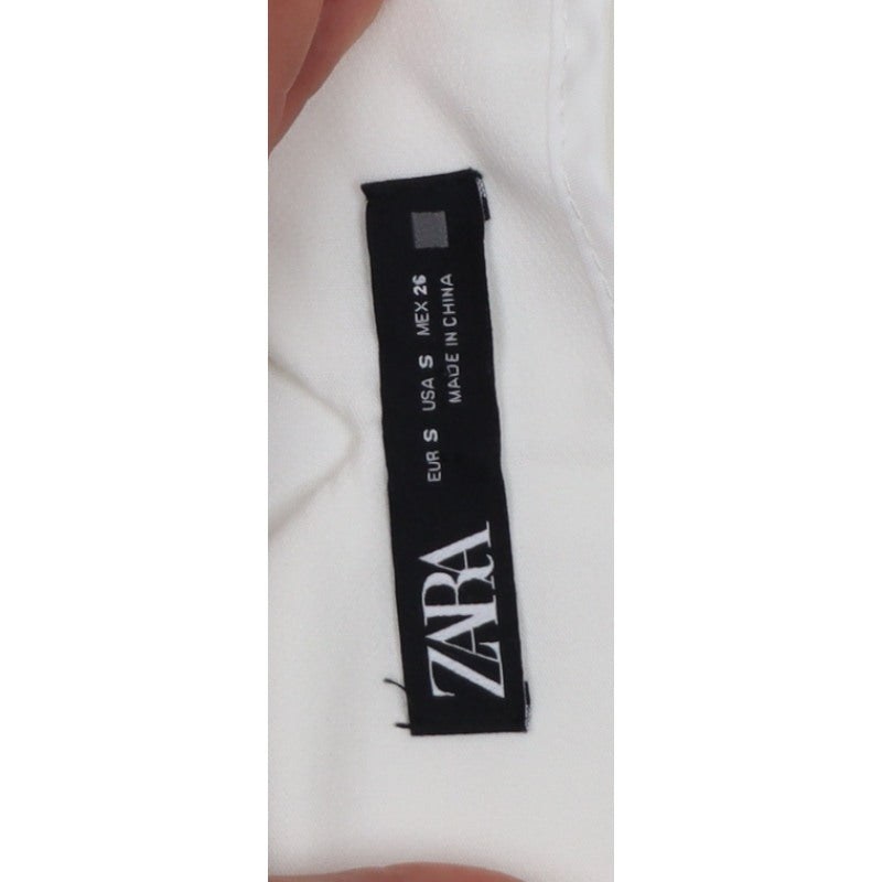 Zara Women White Size S High Rise Tapered Dress Trousers