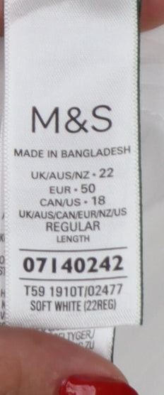 Marks and Spencer Women White UK 22 Regular Ankle Straight Trousers