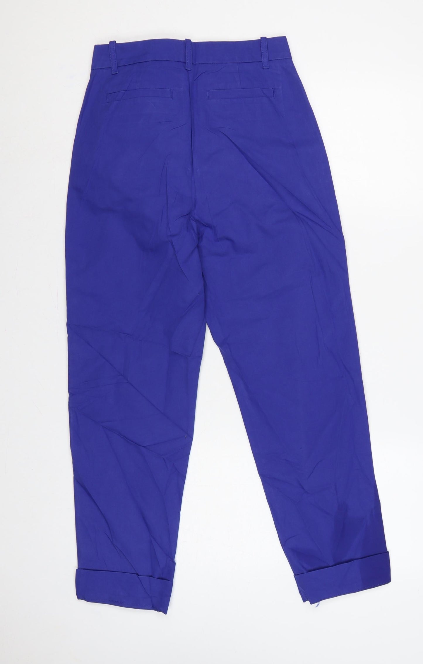 Marks & Spencer Women Blue UK 8 Regular High Rise Tapered Trousers