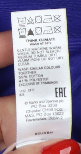 Marks & Spencer Women Blue UK 8 Regular High Rise Tapered Trousers