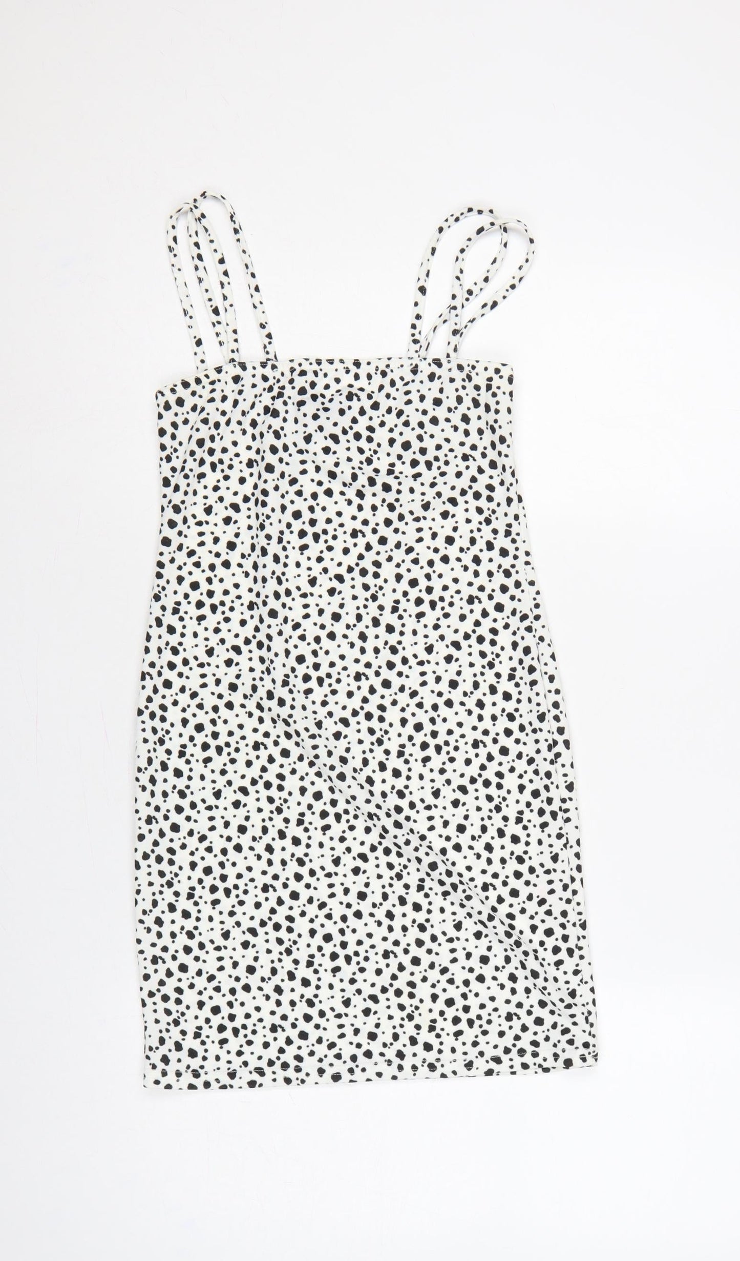 Missguided Women White Animal Print Strappy Bodycon Mini Dress UK 8