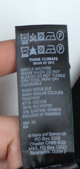 Marks and Spencer Women Black UK 10 Long High Rise Stretch Leggings