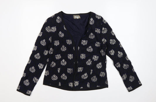 Isato Women’s Blue Floral Viscose Lined Open Front Jacket Size S