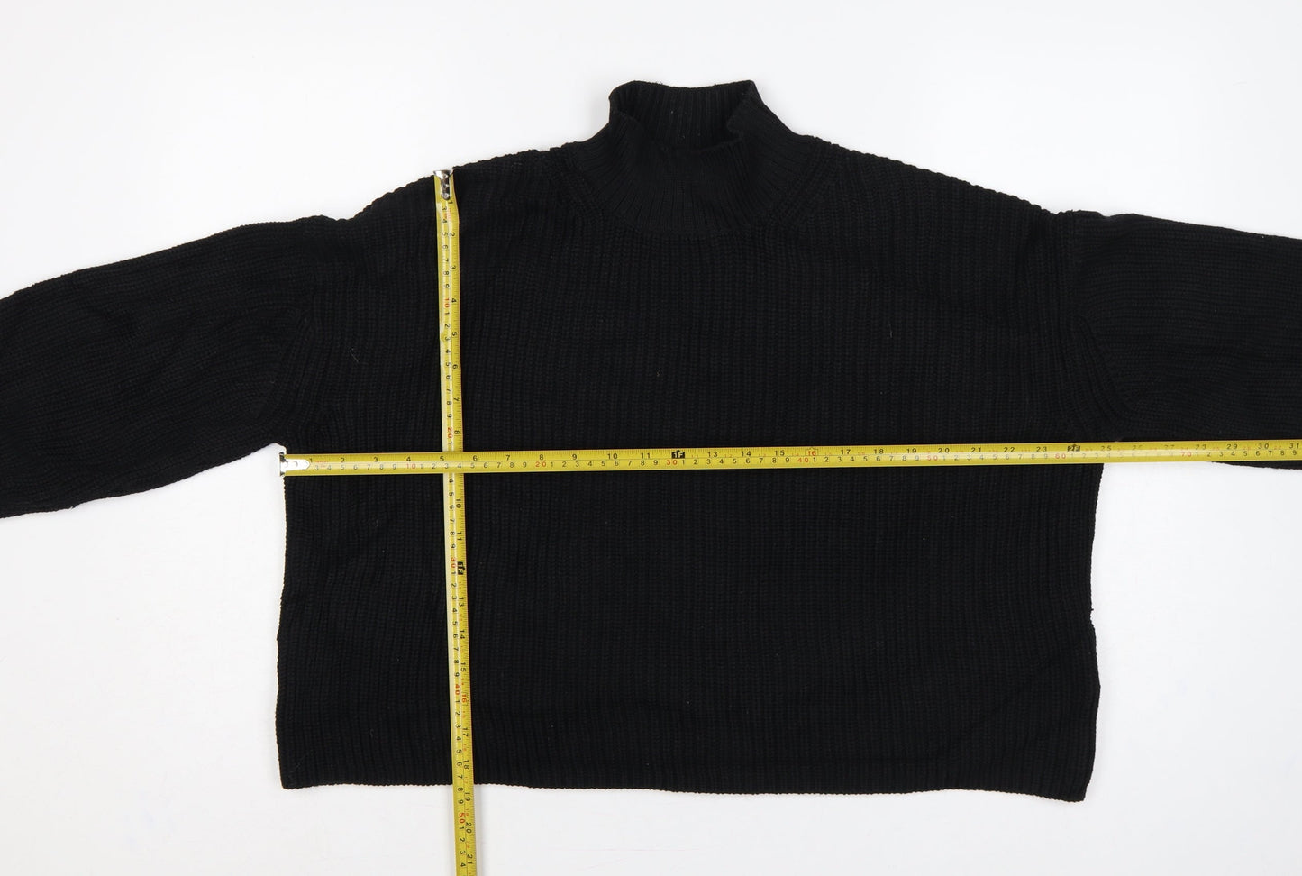 Weekday Women’s Black M High Neck Rib Knit Raglan Pullover Jumper