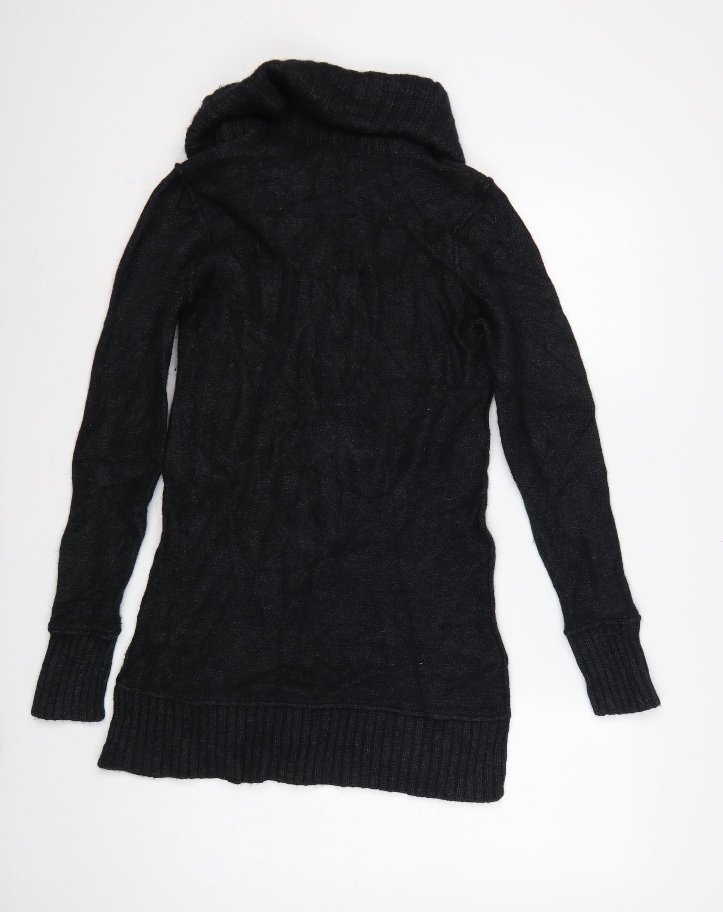 Coercion Women’s Black UK 14 Roll Neck Cable Knit Tunic Jumper
