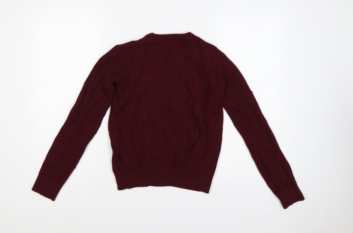 Jack Wills Women Red UK 10 Tinsbury Cable Knit Merino Pullover Jumper