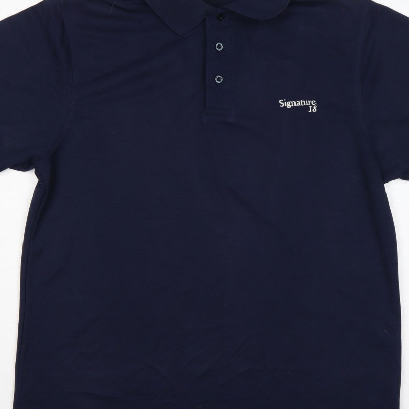 Additional view of Signature Golf 18 Men's Blue M Short Sleeve Embroidered Logo Polo Shirt