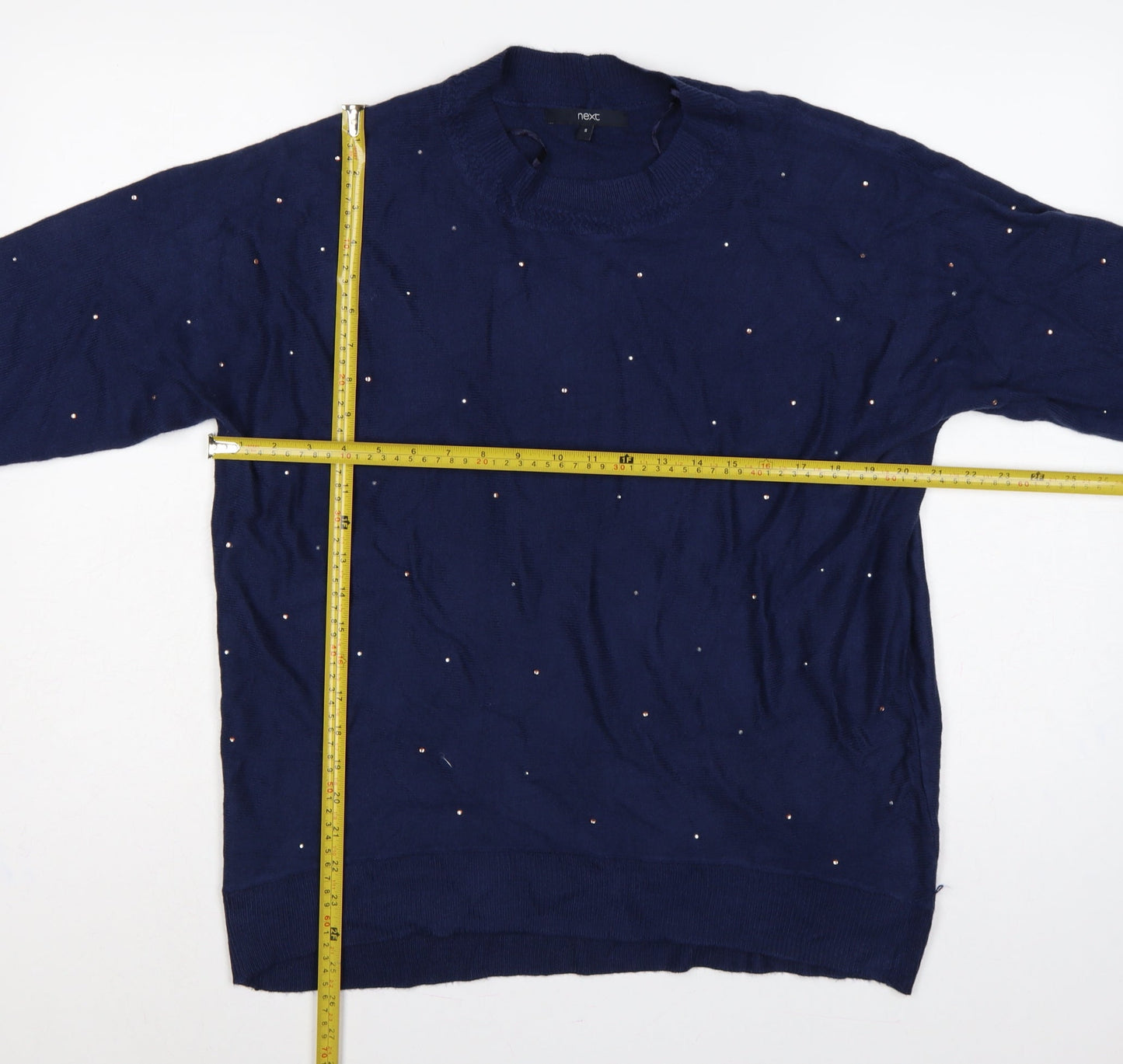 Next Women’s Blue Jewel Embellished Knit Pullover Jumper Size S
