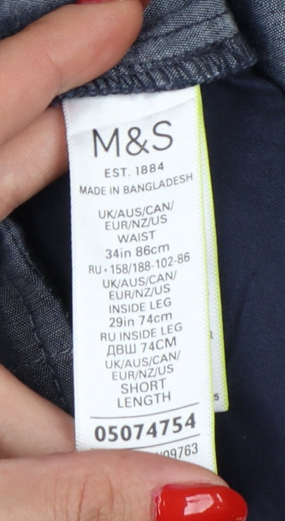 Marks and Spencer Men’s Blue Chino Trousers 34in 29in Regular Cotton