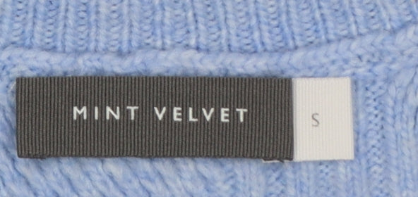 Mint Velvet Women Blue S Ribbed V-Neck Sleeveless Knit Jumper Vest