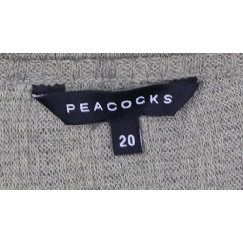 Peacocks Women Green Size 20 Knit Tunic Scoop Neck 3/4 Sleeve Top