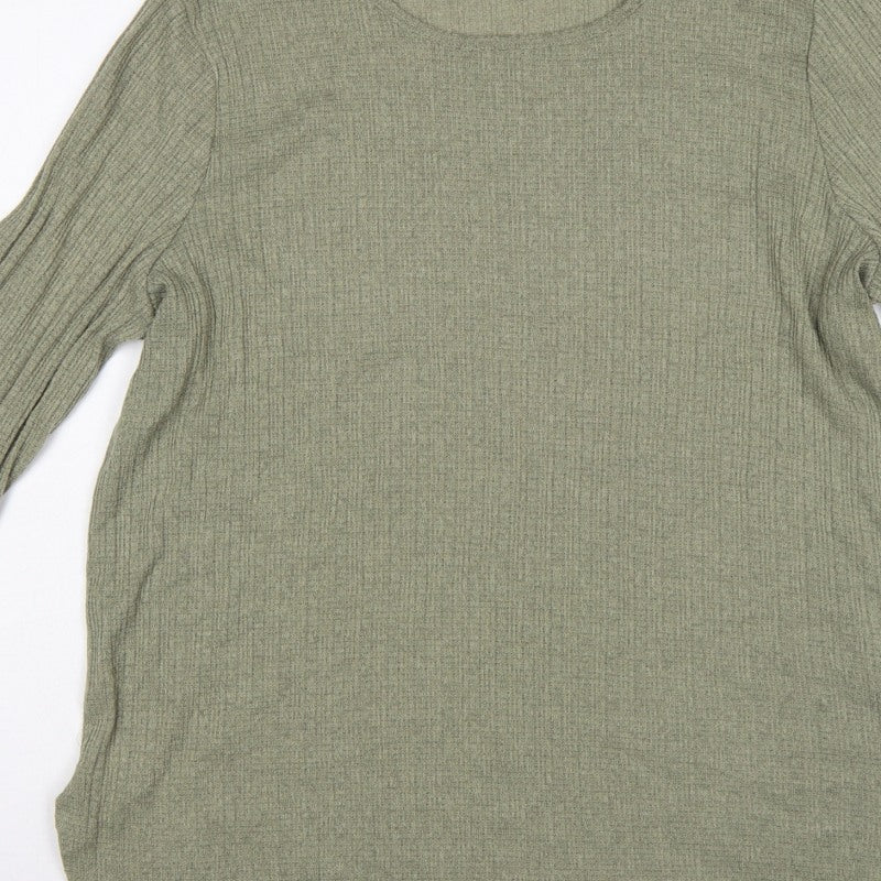 Peacocks Women Green Size 20 Knit Tunic Scoop Neck 3/4 Sleeve Top