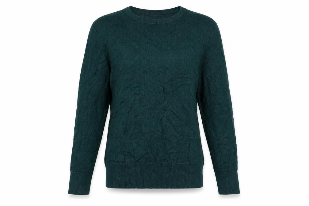 H&M Women's Green UK 10 Textured Knit Crew Neck Pullover Jumper