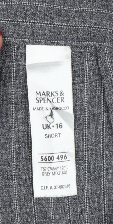 Marks & Spencer Women Grey Pinstripe Tapered Trousers UK 16 Short