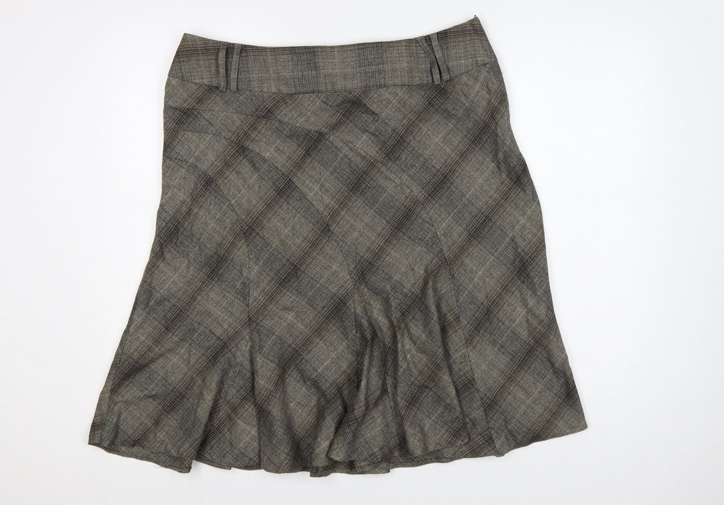 Next Women Grey Check Flared Knee Length Skirt Size 18 Workwear