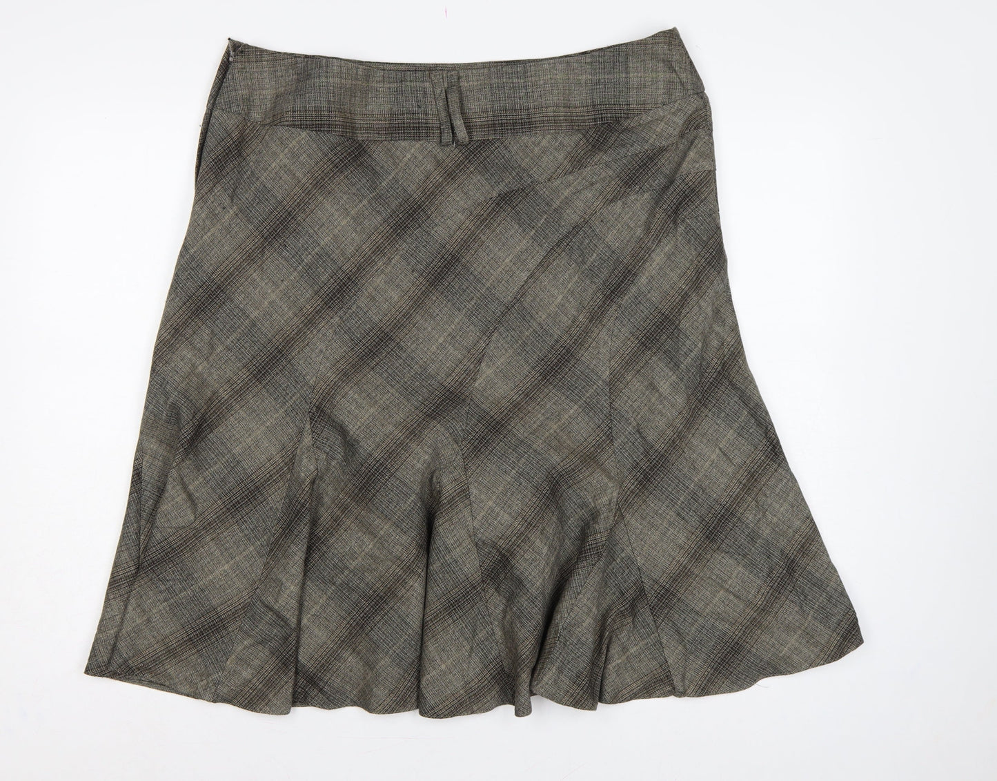 Next Women Grey Check Flared Knee Length Skirt Size 18 Workwear