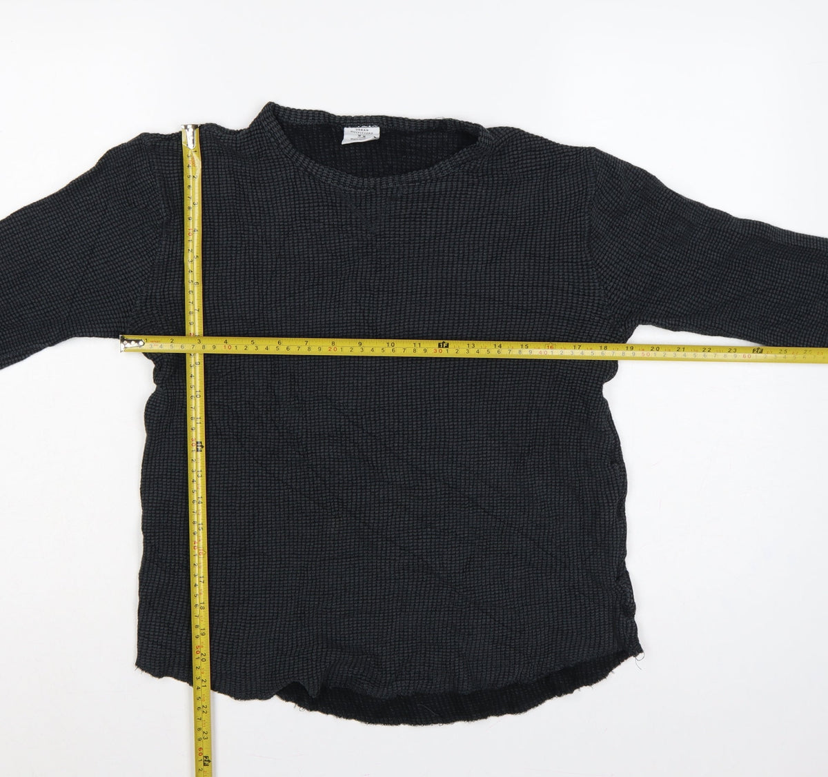 Urban Outfitters Women Black M Basic Textured Knit Crew Neck Long Sleeve Top
