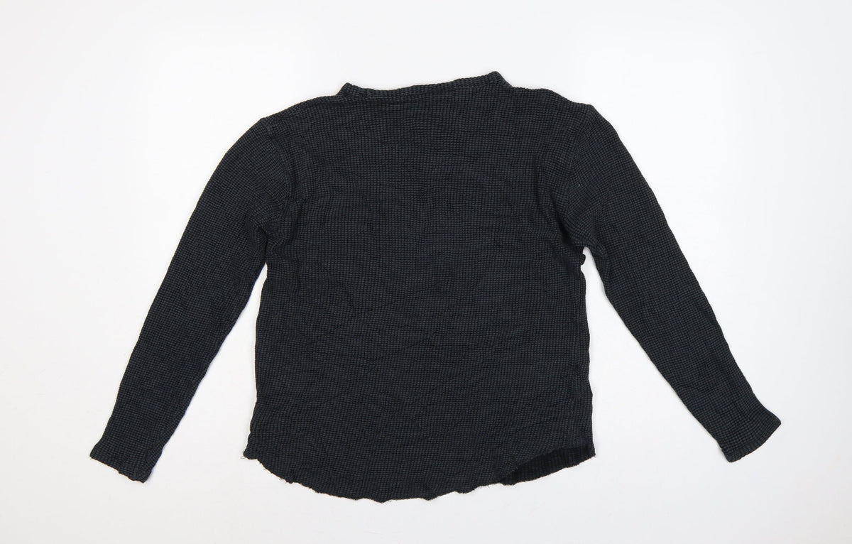 Urban Outfitters Women Black M Basic Textured Knit Crew Neck Long Sleeve Top