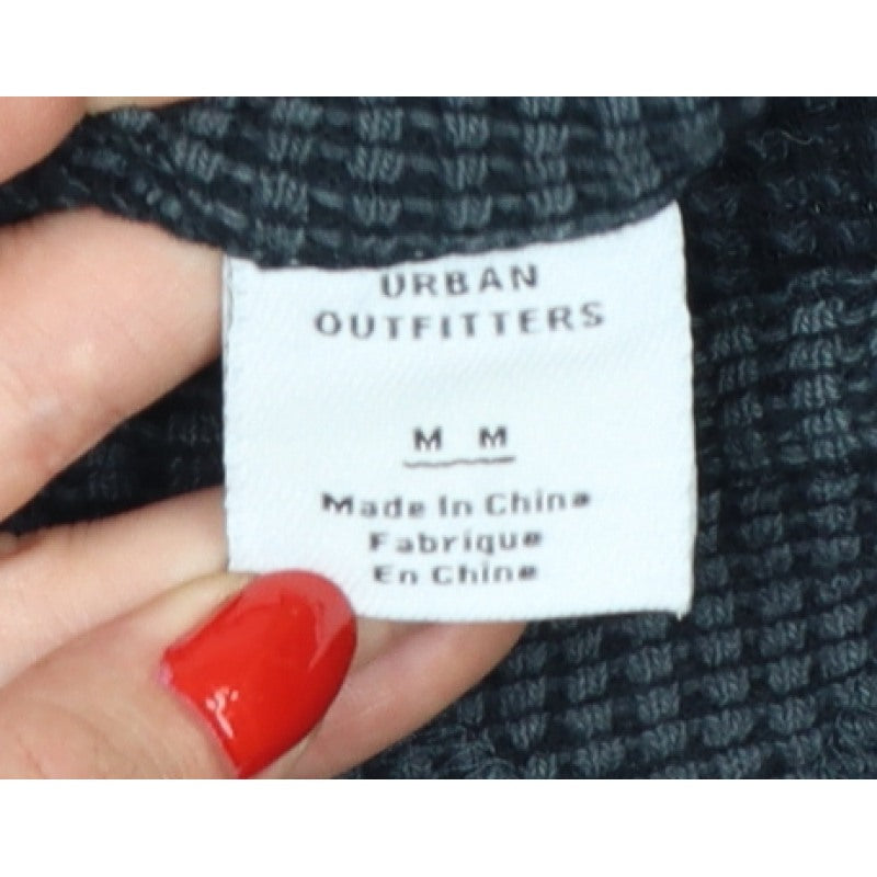 Urban Outfitters Women Black M Basic Textured Knit Crew Neck Long Sleeve Top
