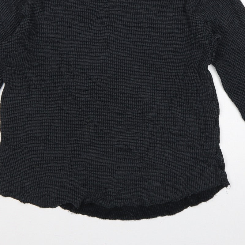 Urban Outfitters Women Black M Basic Textured Knit Crew Neck Long Sleeve Top