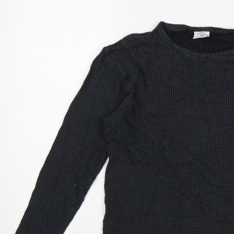 Urban Outfitters Women Black M Basic Textured Knit Crew Neck Long Sleeve Top