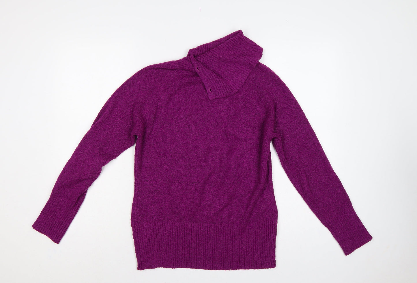 M&Co Women’s Purple Size 14 Henley High Neck Knit Jumper