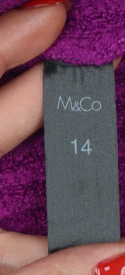 M&Co Women’s Purple Size 14 Henley High Neck Knit Jumper