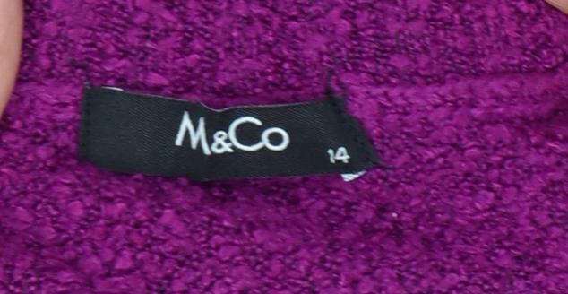 M&Co Women’s Purple Size 14 Henley High Neck Knit Jumper