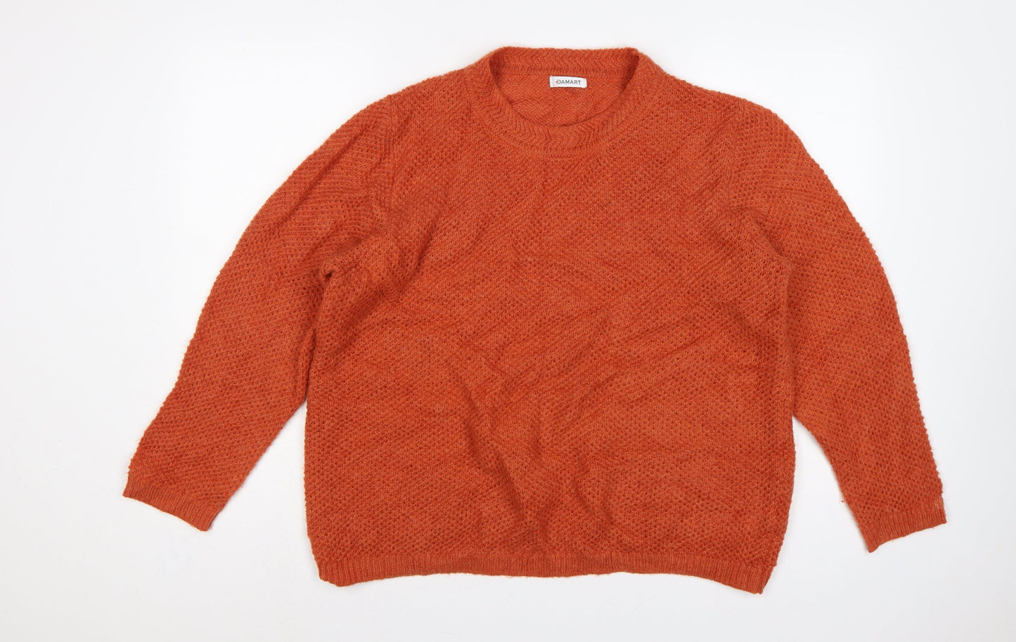 Damart Women Orange UK 20 Textured Knit Crew Neck Pullover Jumper