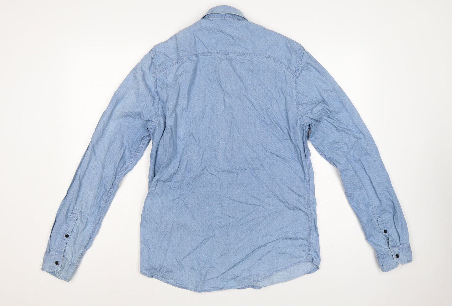 Calvin Klein Jeans Men Blue M Slim Fit Chambray Long Sleeve Shirt