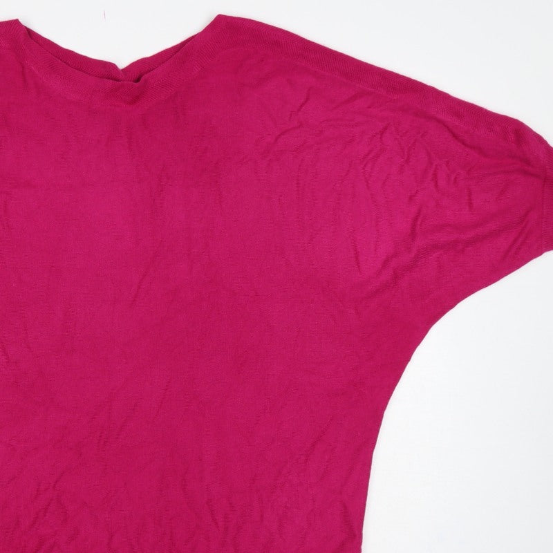 Marks and Spencer Women Pink UK 22 V-Neck Dolman Sleeve Jumper