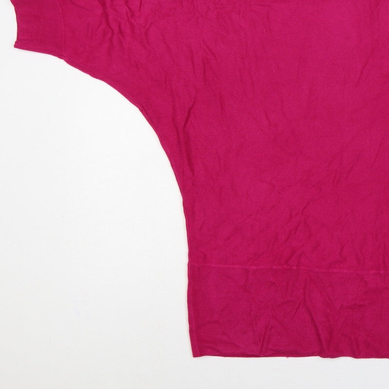 Marks and Spencer Women Pink UK 22 V-Neck Dolman Sleeve Jumper