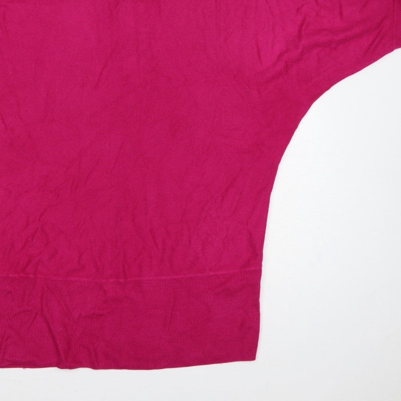 Marks and Spencer Women Pink UK 22 V-Neck Dolman Sleeve Jumper