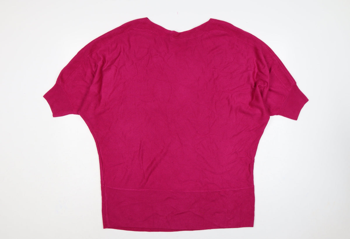 Marks and Spencer Women Pink UK 22 V-Neck Dolman Sleeve Jumper