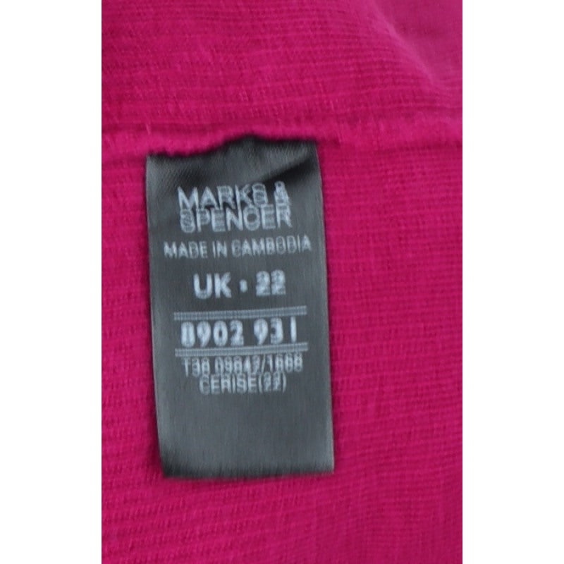 Marks and Spencer Women Pink UK 22 V-Neck Dolman Sleeve Jumper