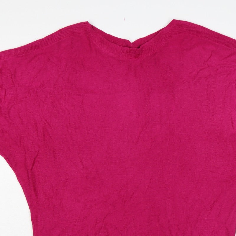Marks and Spencer Women Pink UK 22 V-Neck Dolman Sleeve Jumper
