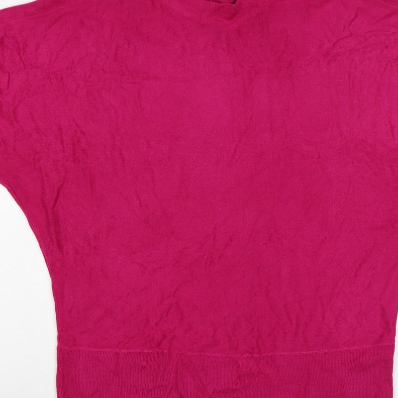 Marks and Spencer Women Pink UK 22 V-Neck Dolman Sleeve Jumper