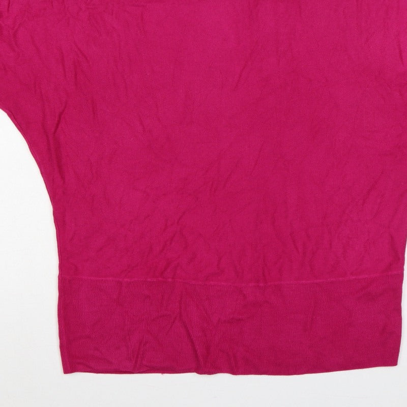 Marks and Spencer Women Pink UK 22 V-Neck Dolman Sleeve Jumper