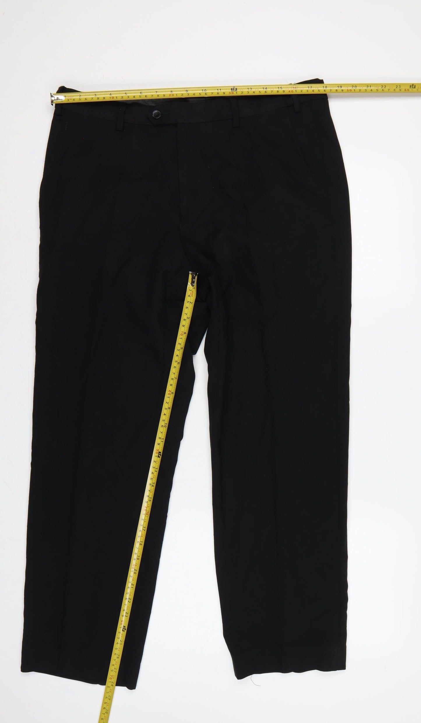 Marks and Spencer Men's Black 36 Regular Dress Trousers 29in Straight