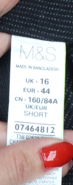 M&S Women’s Black UK 16 Short Pinstripe Stretch Leggings