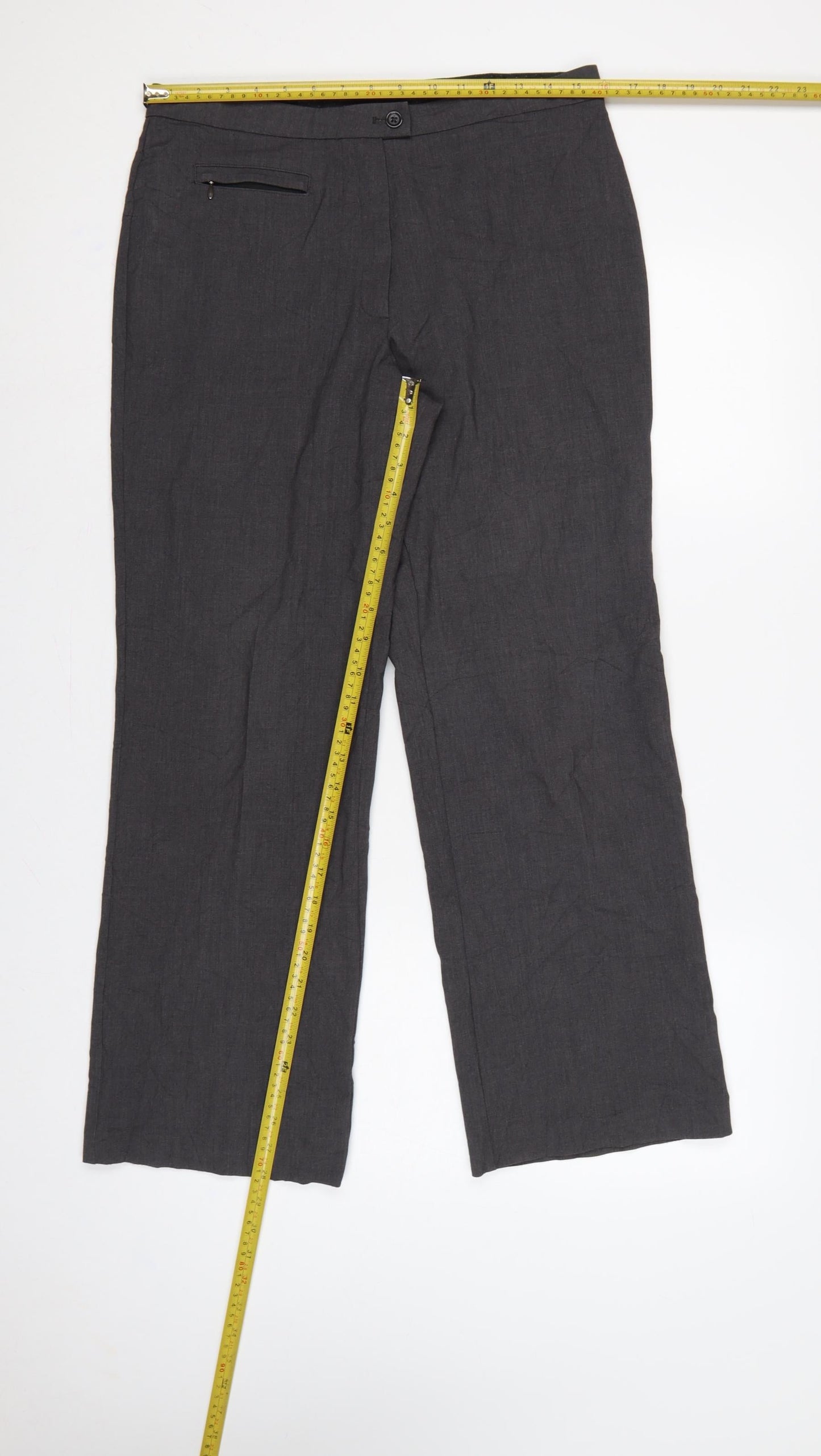 Marks and Spencer Women Grey UK 12 Short Straight Dress Trousers