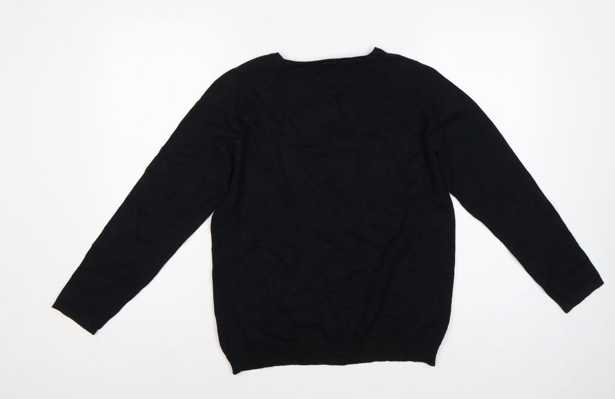 Bonmarché Women Black Size S Studded Round Neck Knit Jumper