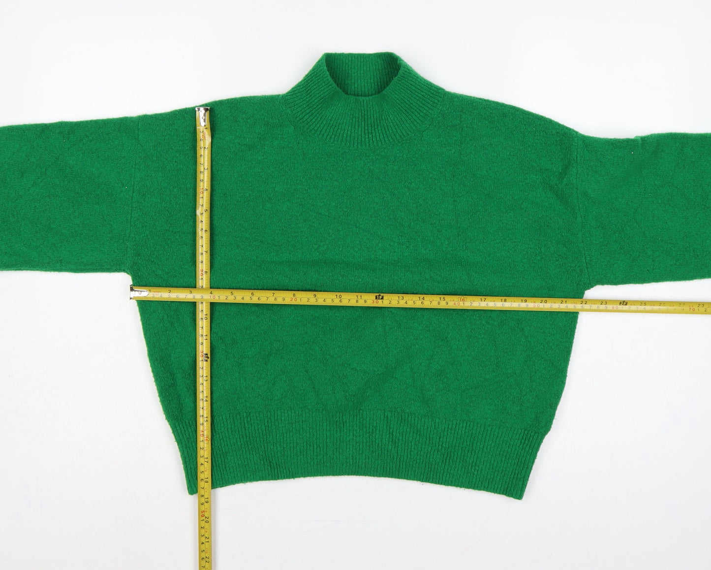 & Other Stories Women Green S Mock Neck Balloon Sleeve Knit Jumper