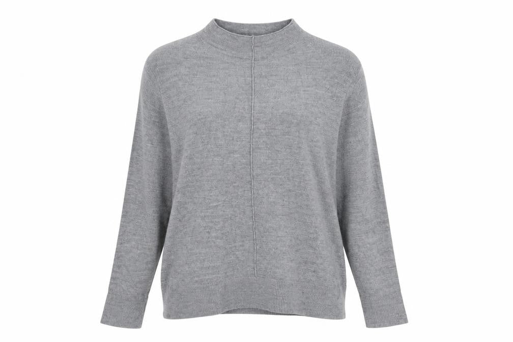Marks & Spencer Women Grey M Mock Neck Long Sleeve Knit Jumper