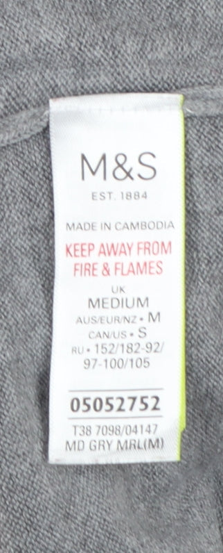 Marks & Spencer Women Grey M Mock Neck Long Sleeve Knit Jumper