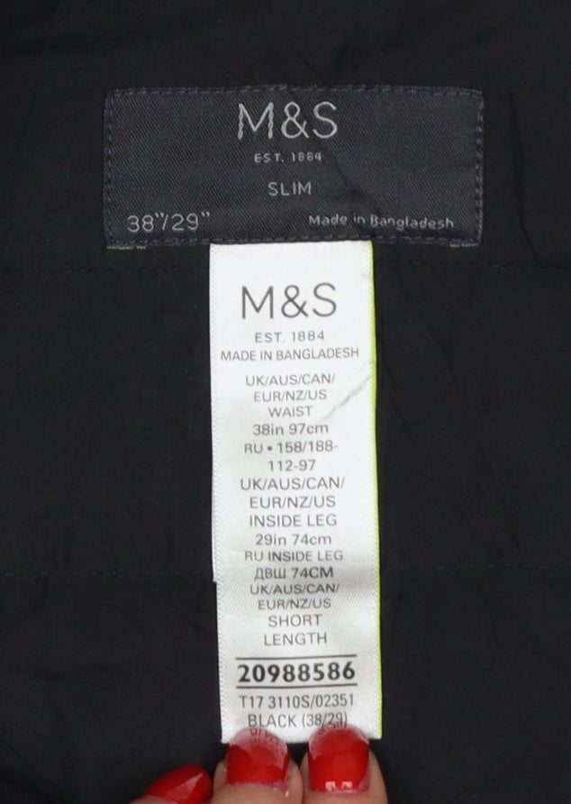 Marks and Spencer Men's Black 38 Slim Dress Trousers 38W 29L