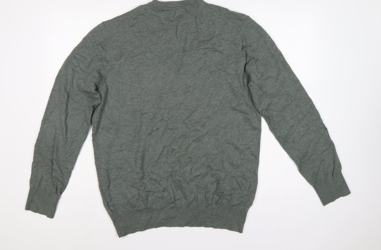 Boden Men's Grey L Wool Cotton V-Neck Lightweight Knit Pullover Jumper